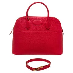 Vintage Hermes Red Leather Bolide 35cm Shoulder Bag