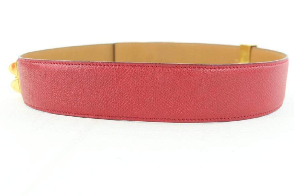 Hermès Rotes Leder Collier De Chien 21hz1129 Gürtel im Angebot 2