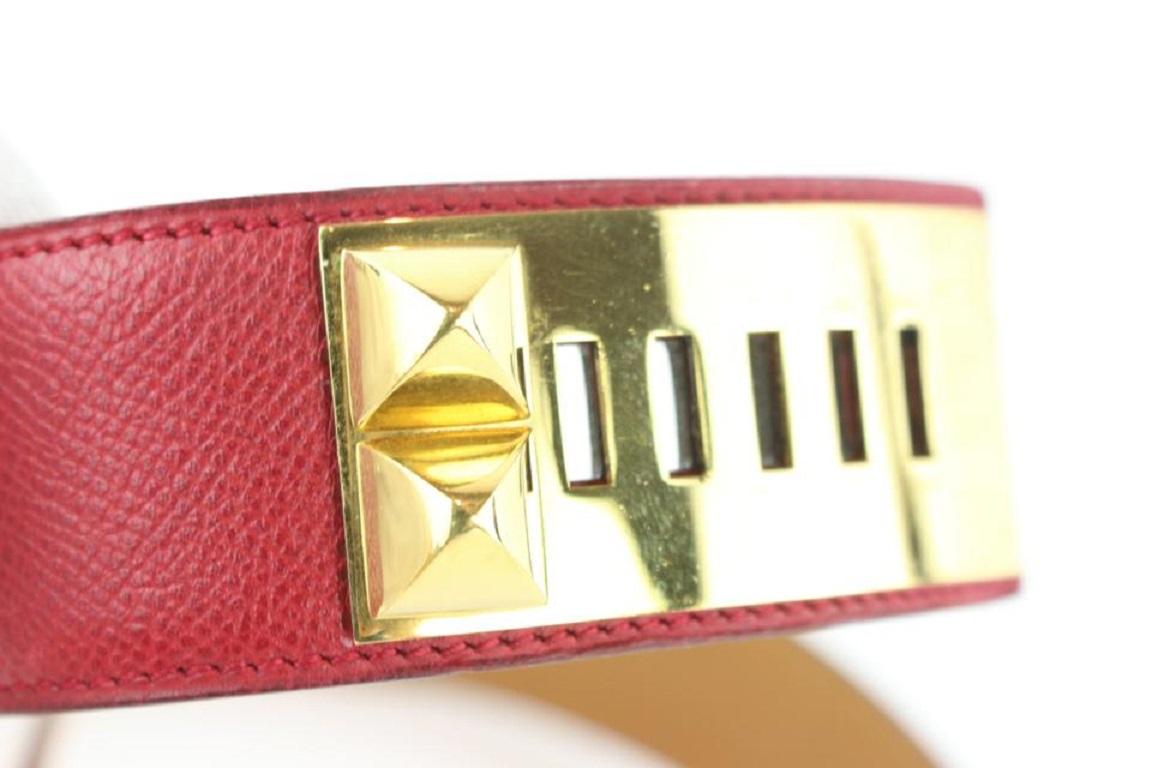 Hermès Red Leather Collier De Chien 21hz1129 Belt For Sale 3