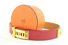 Hermès Red Leather Collier De Chien 21hz1129 Belt