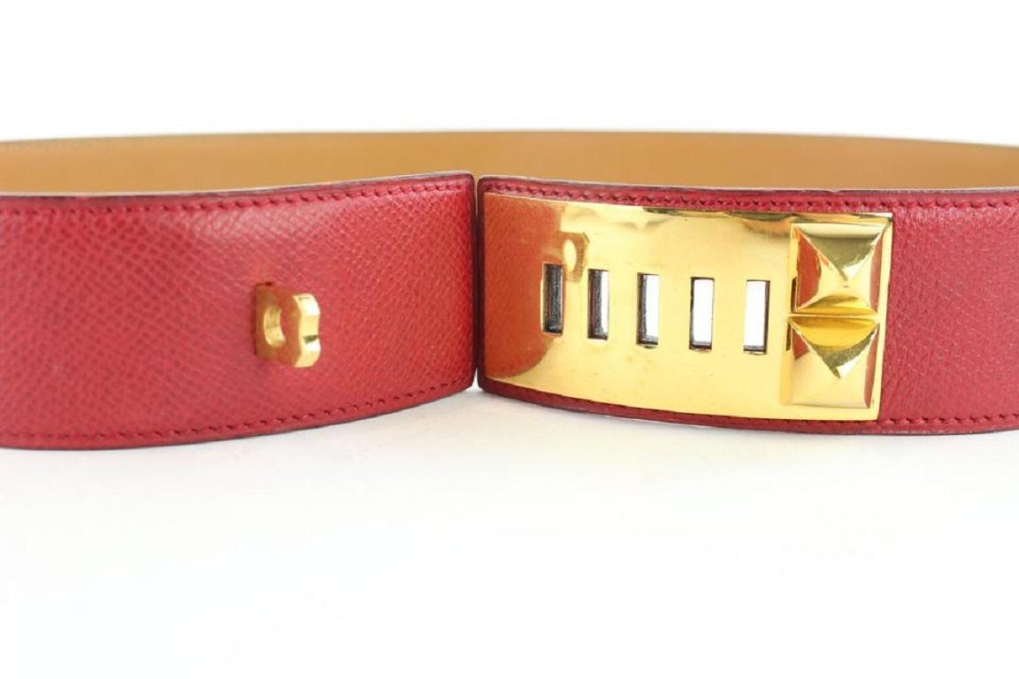 Orange Hermès Red Leather Collier De Chien 21hz1129 Belt For Sale