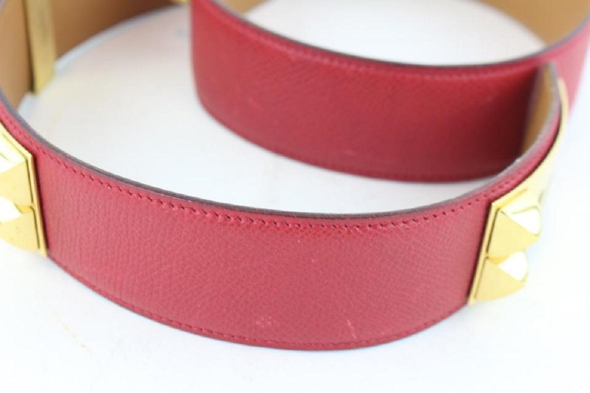 Women's Hermès Red Leather Collier De Chien 21hz1129 Belt For Sale
