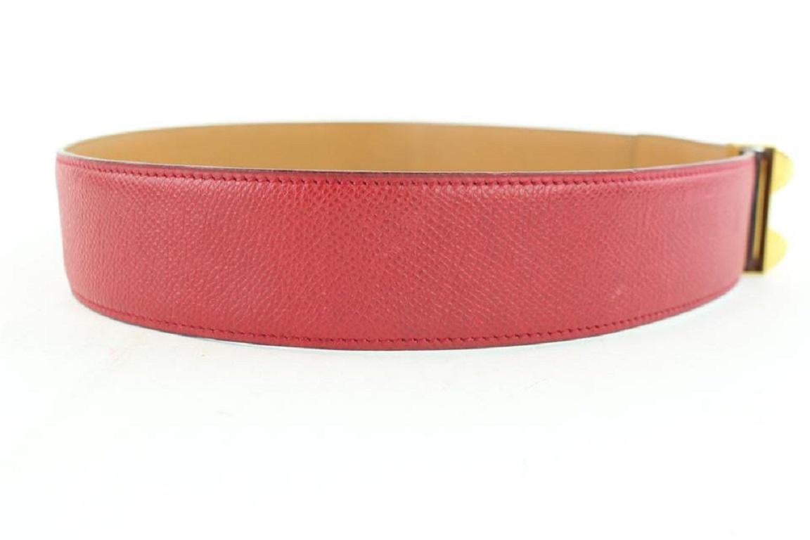 Hermès Red Leather Collier De Chien 21hz1129 Belt For Sale 1