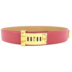 Hermès Red Leather Collier De Chien 21hz1129 Belt