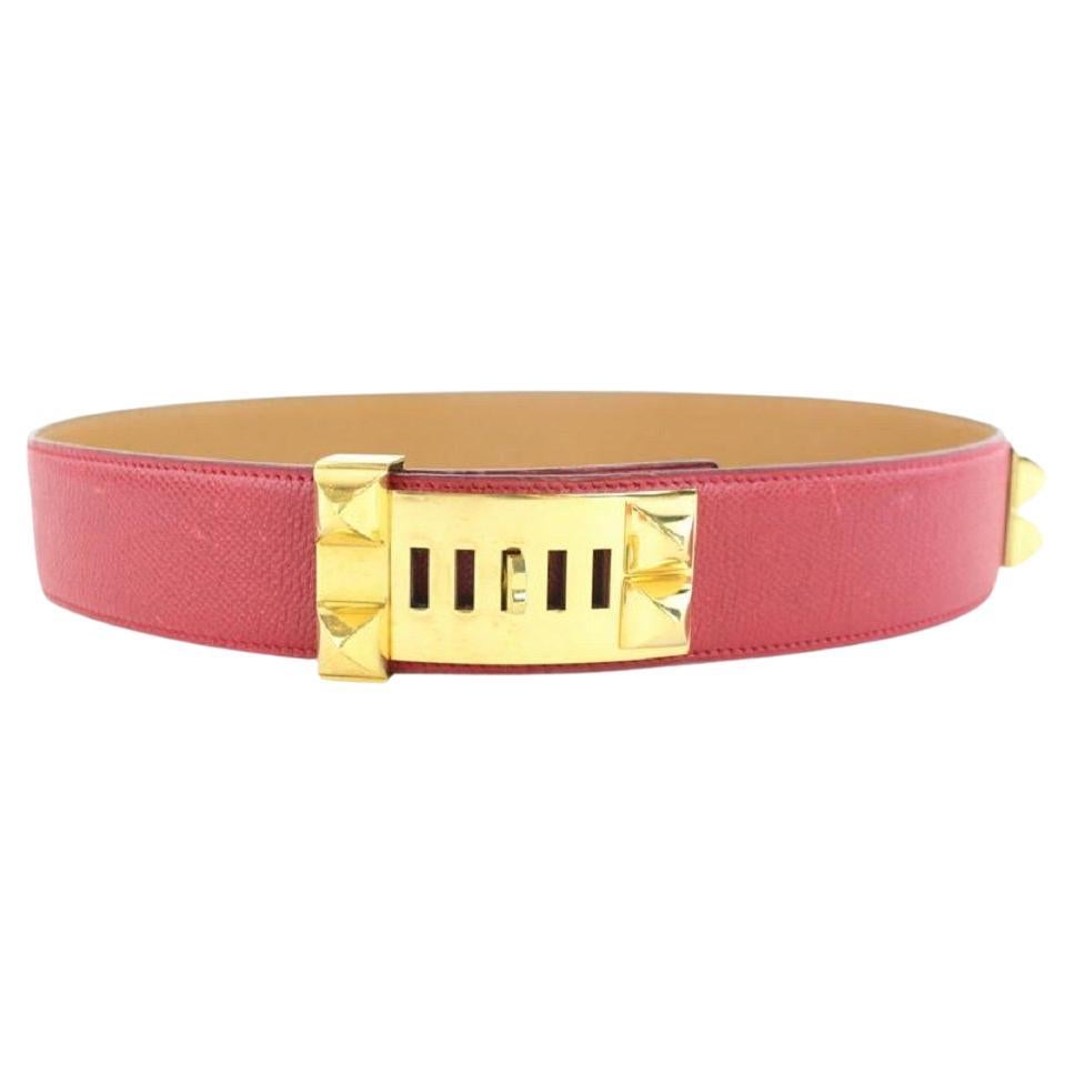 Hermès Red Leather Collier De Chien 21hz1129 Belt