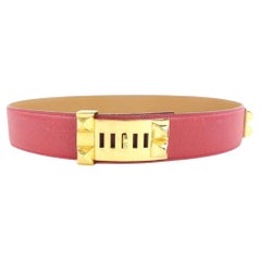 Hermès Red Leather Collier De Chien 21hz1129 Belt