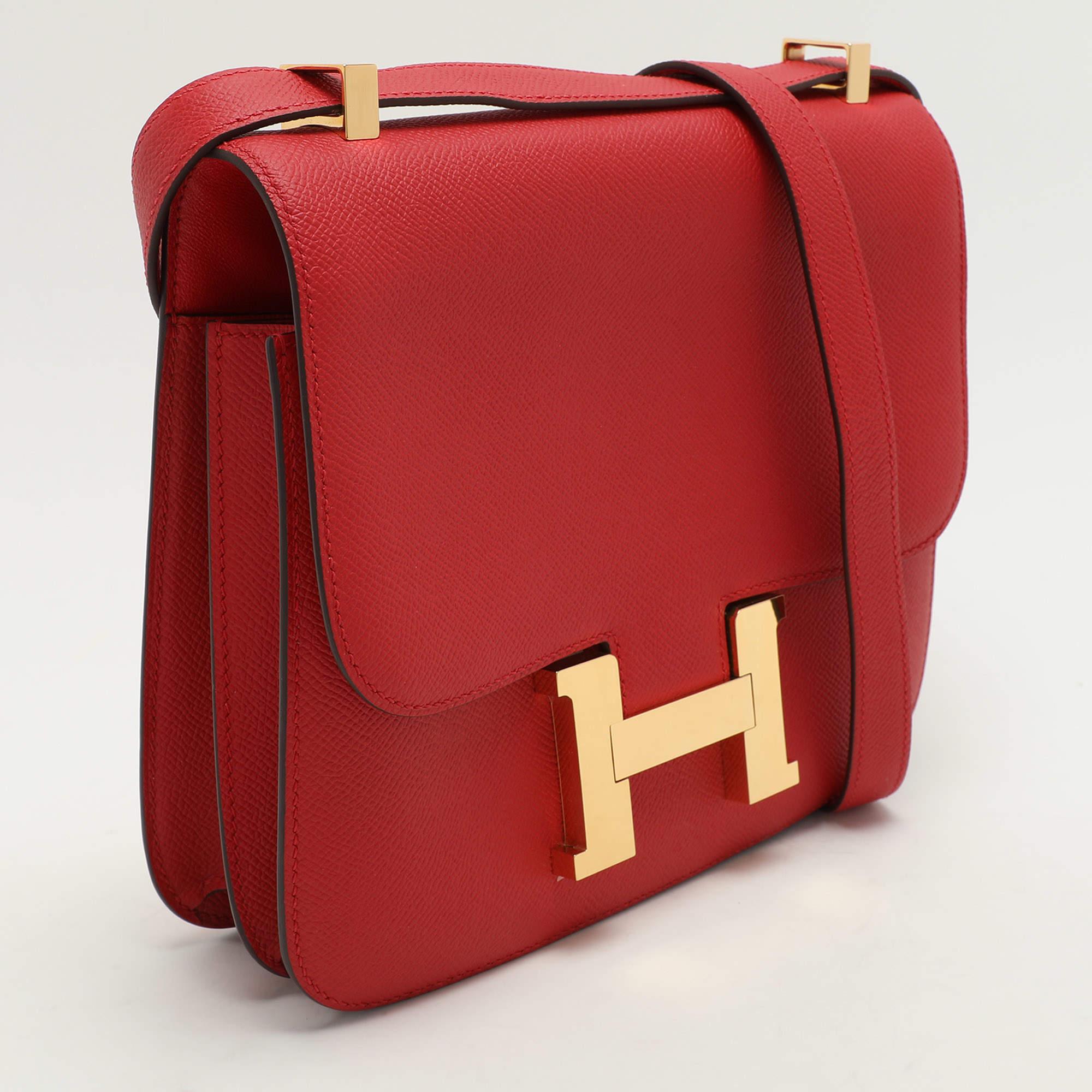 Hermès Red Leather Constance 23 Bag In Excellent Condition For Sale In Dubai, Al Qouz 2