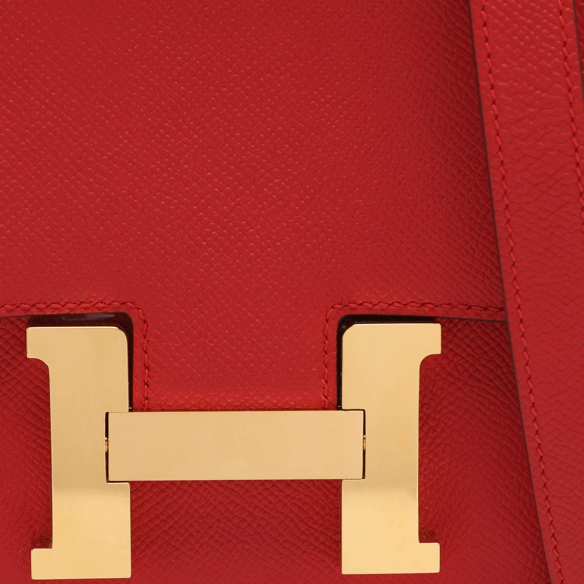 Hermès Red Leather Constance 23 Bag For Sale 2