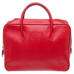 Hermes Red Leather Eiffel Briefcase Bag