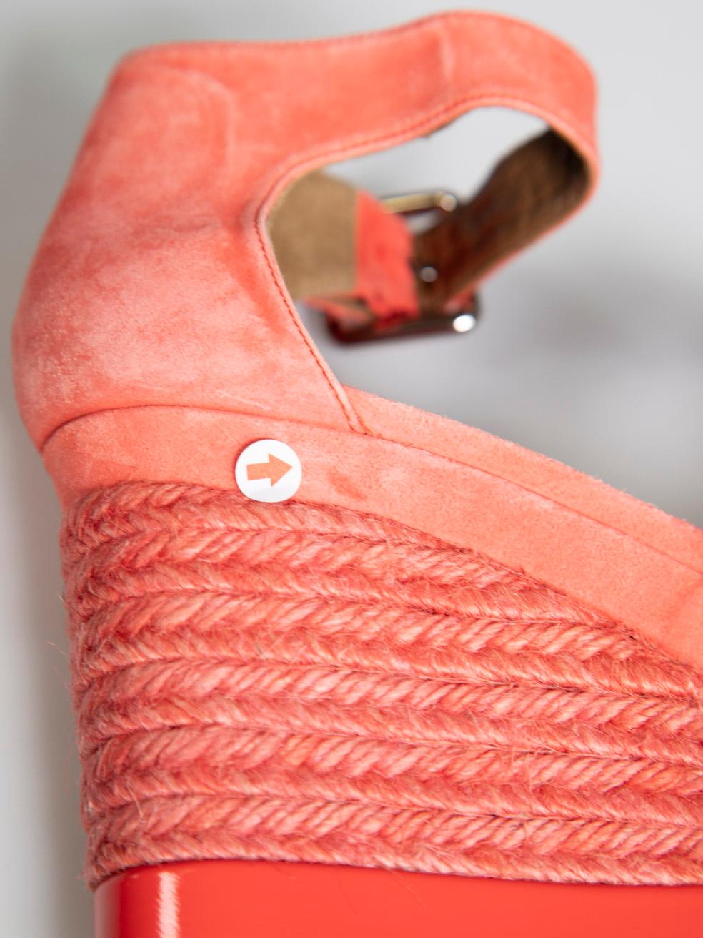 Hermès Red Leather Elda Espadrille Wedge Sandals Size IT 36 For Sale 1