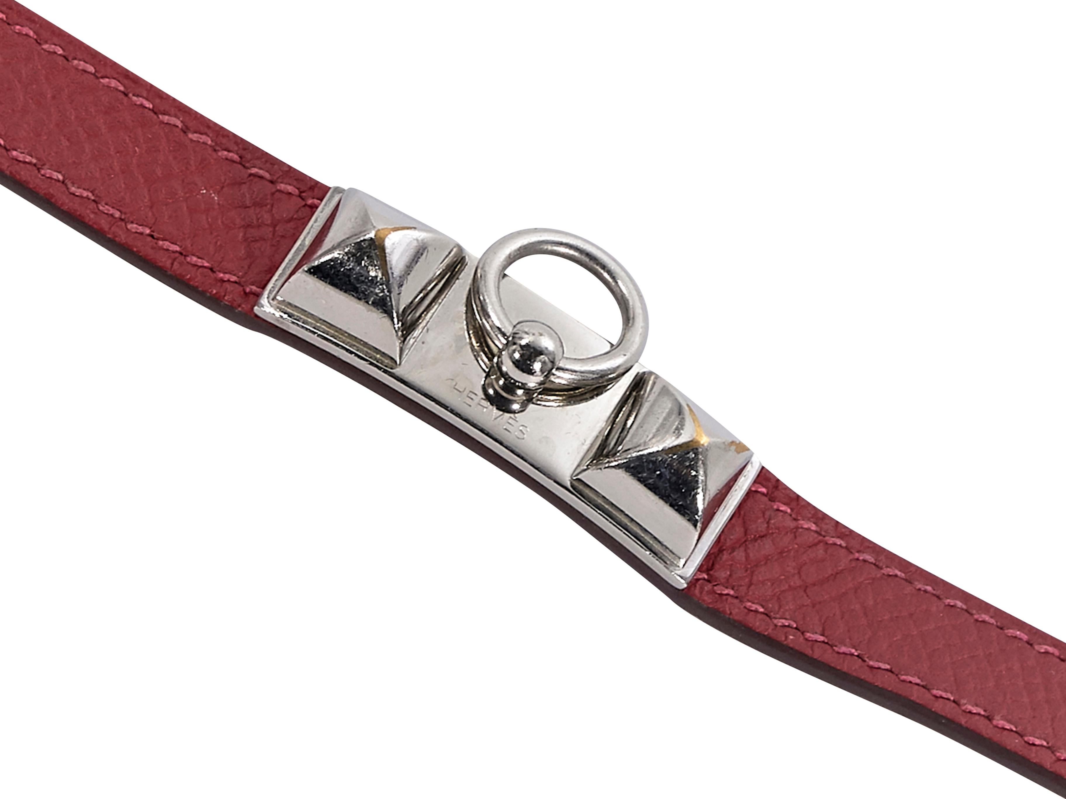 Hermes Red Leather Epsome Rivale Wrap Bracelet In Good Condition In New York, NY