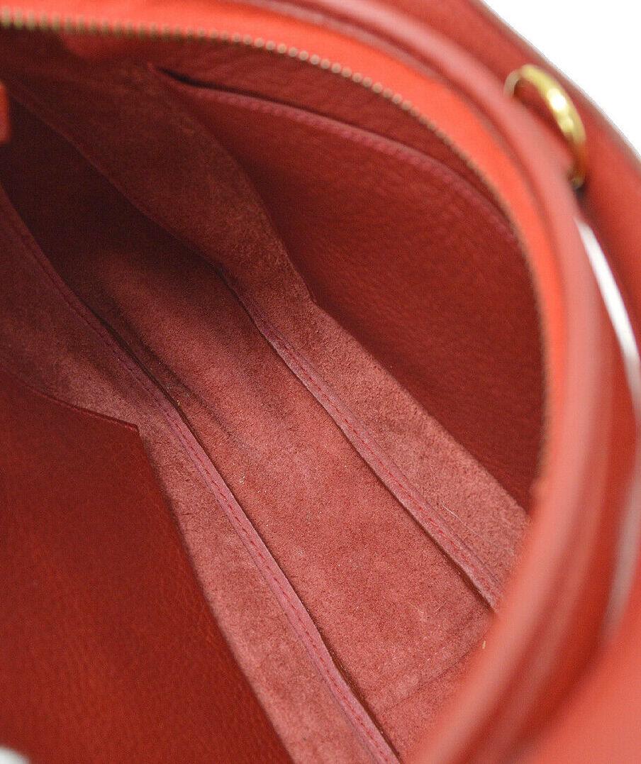 Hermes Red Leather Gold Accent Hardware Hobo Carryall Shoulder Flap Bag 2