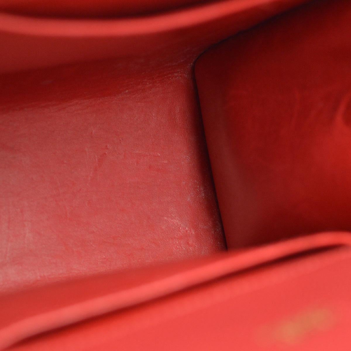 Women's Hermes Red Leather Gold Hardware Travel Sport Single Shoulder Carryall Bag