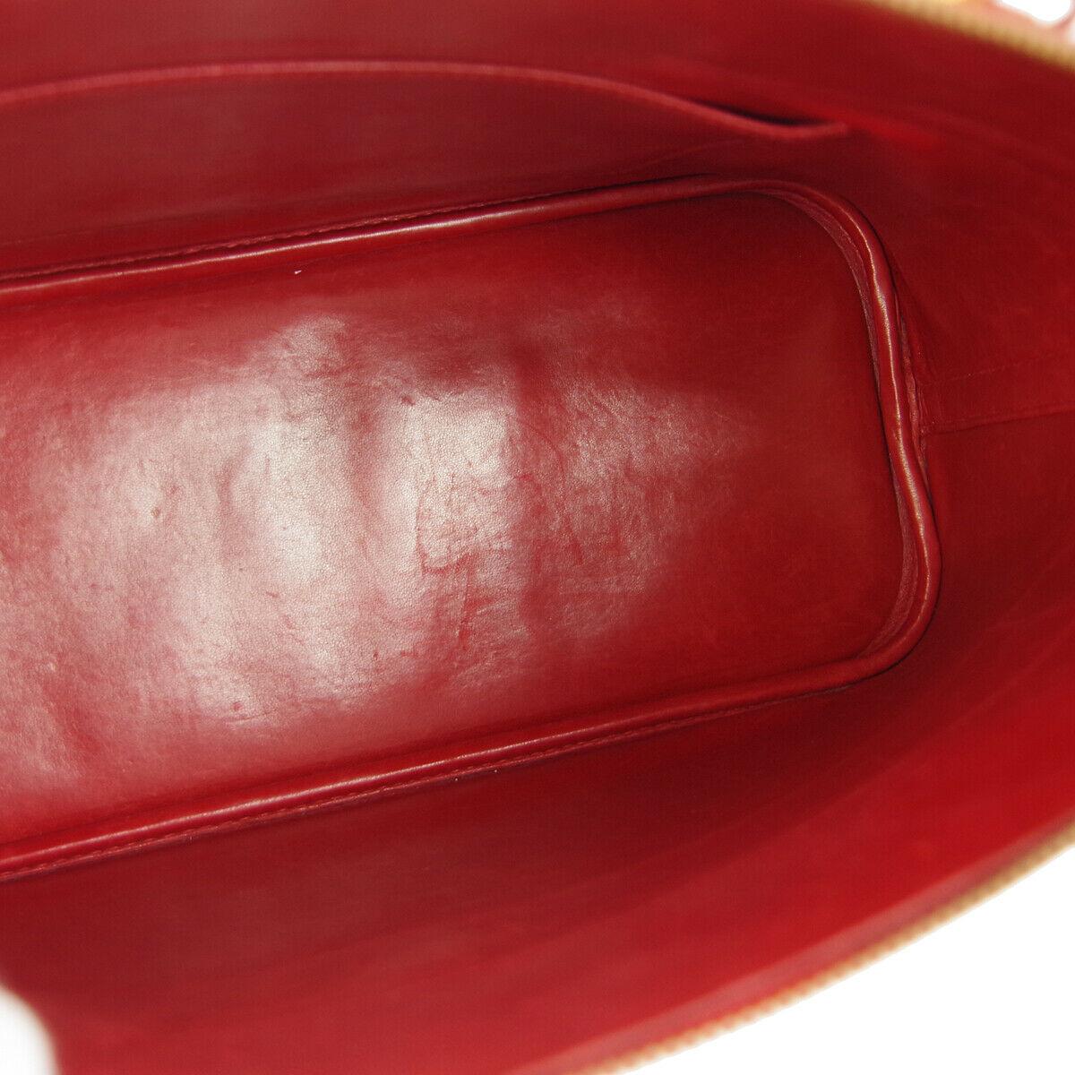 Hermes Red Leather Gold Top Handle Satchel Carryall Travel Shoulder Tote Bag 2