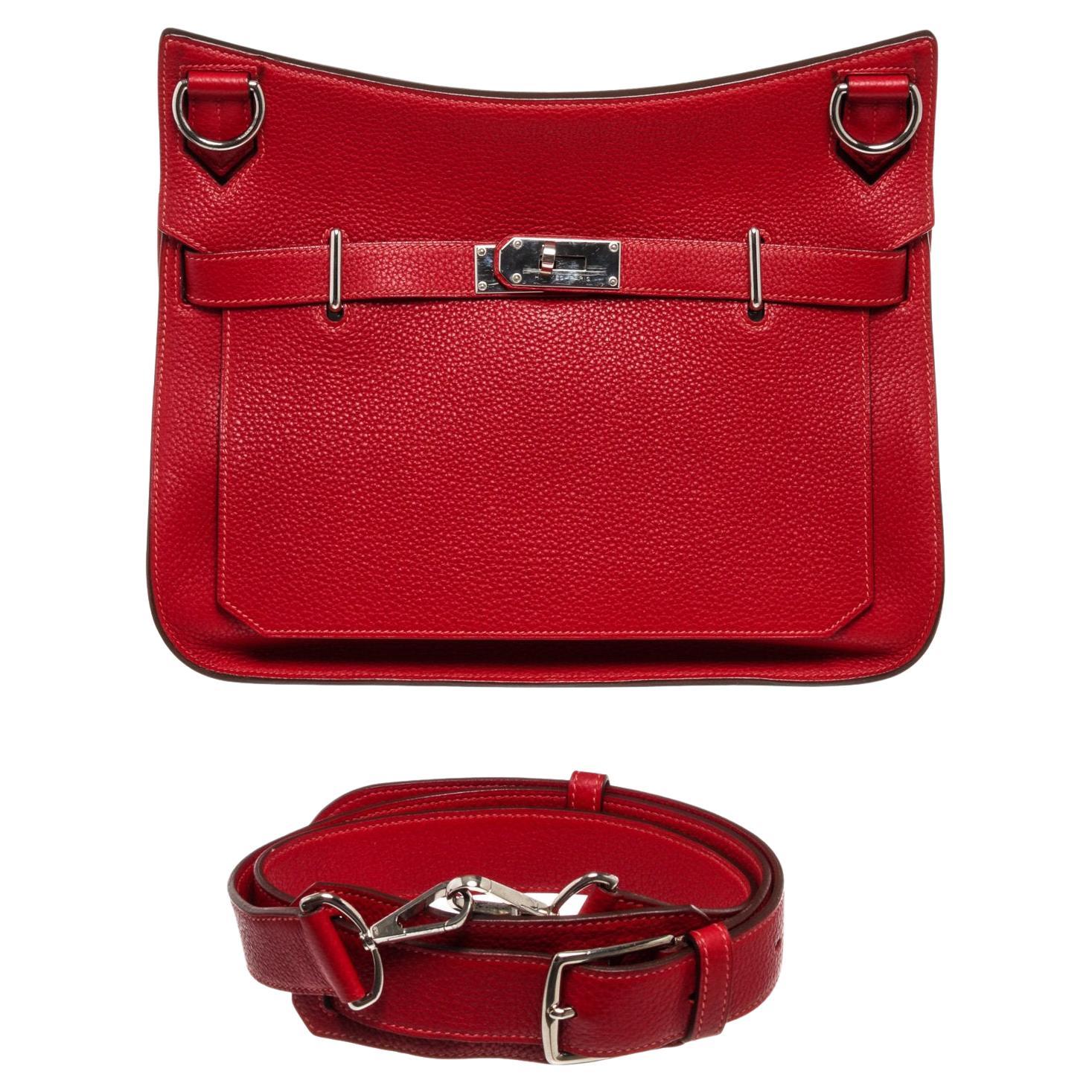 Hermes Red Leather Jypsiere 34cm Satchel Bag at 1stDibs