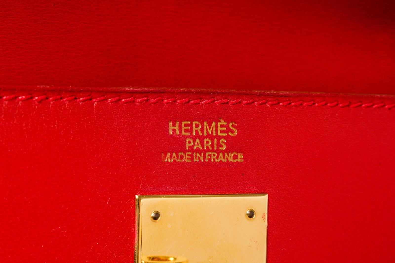Women's Hermes Red Leather Kelly 32cm Handbag For Sale