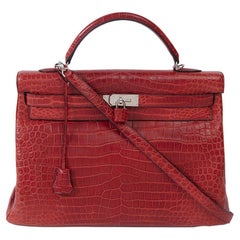 Hermès Rotes Leder Kelly 40 mit PHW