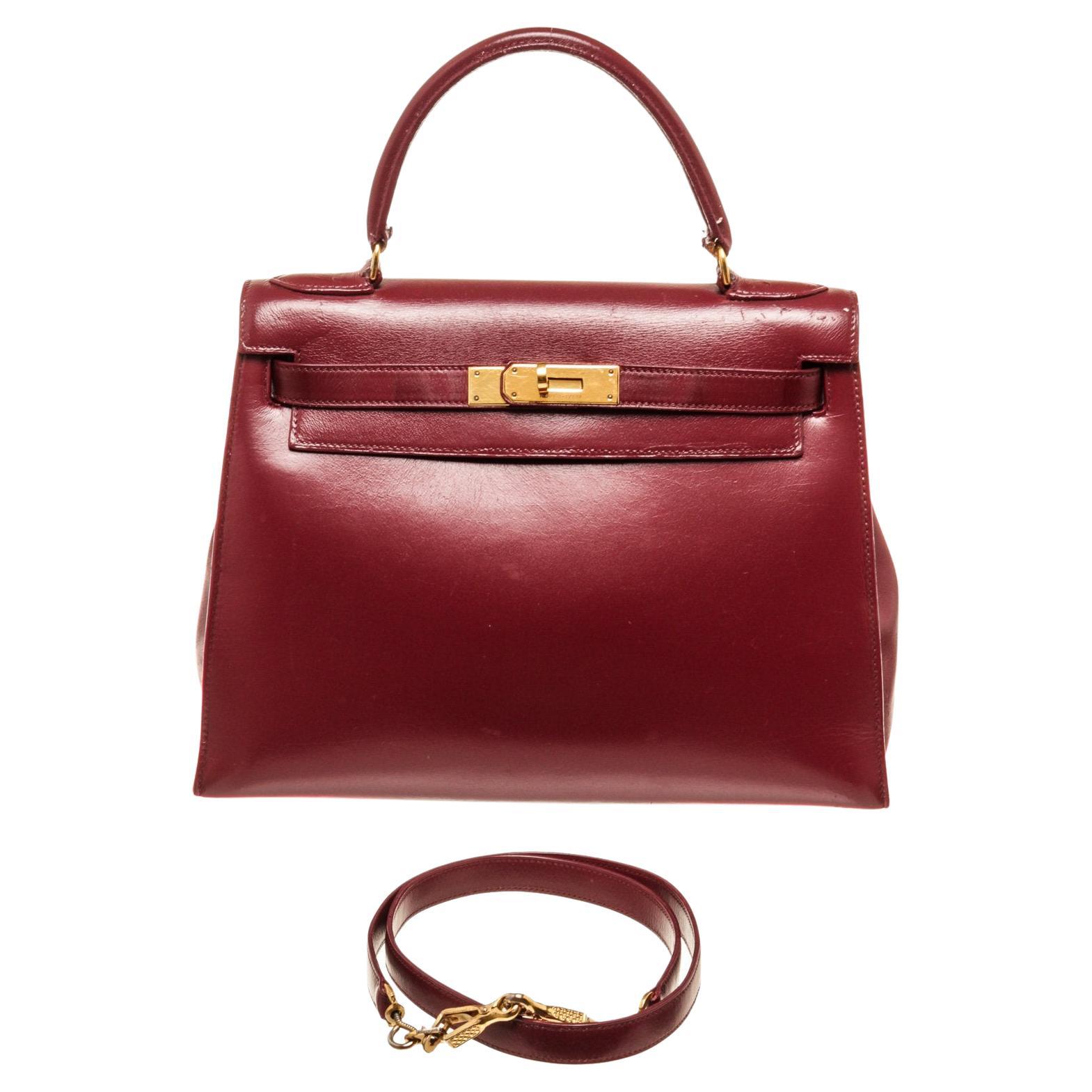 Hermes Red Leather Kelly Retourne 32cm Handbag