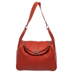 Hermes Red Leather Lindy 34cm Shoulder Bag