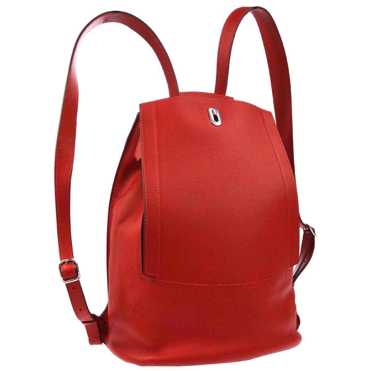  Hermes Red Leather Men's Women's Travel Carryall Backpack Bag