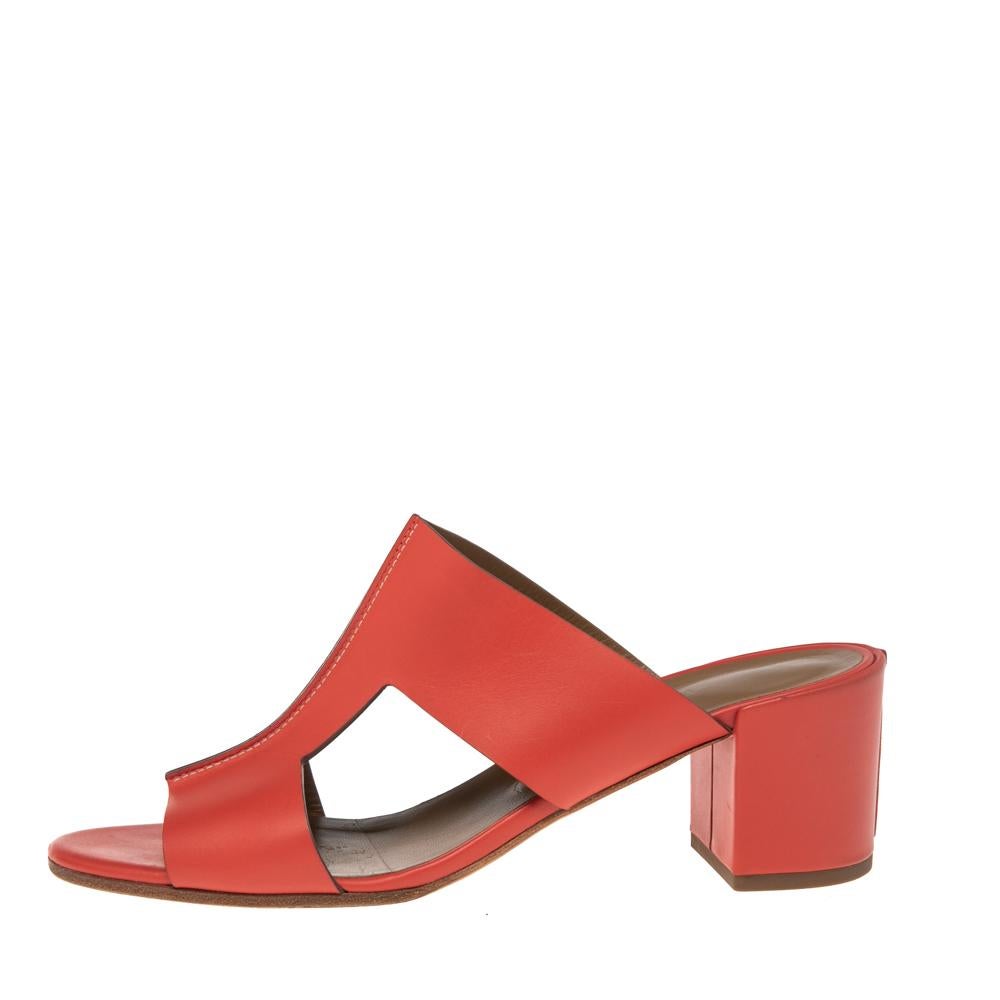 hermes red sandals