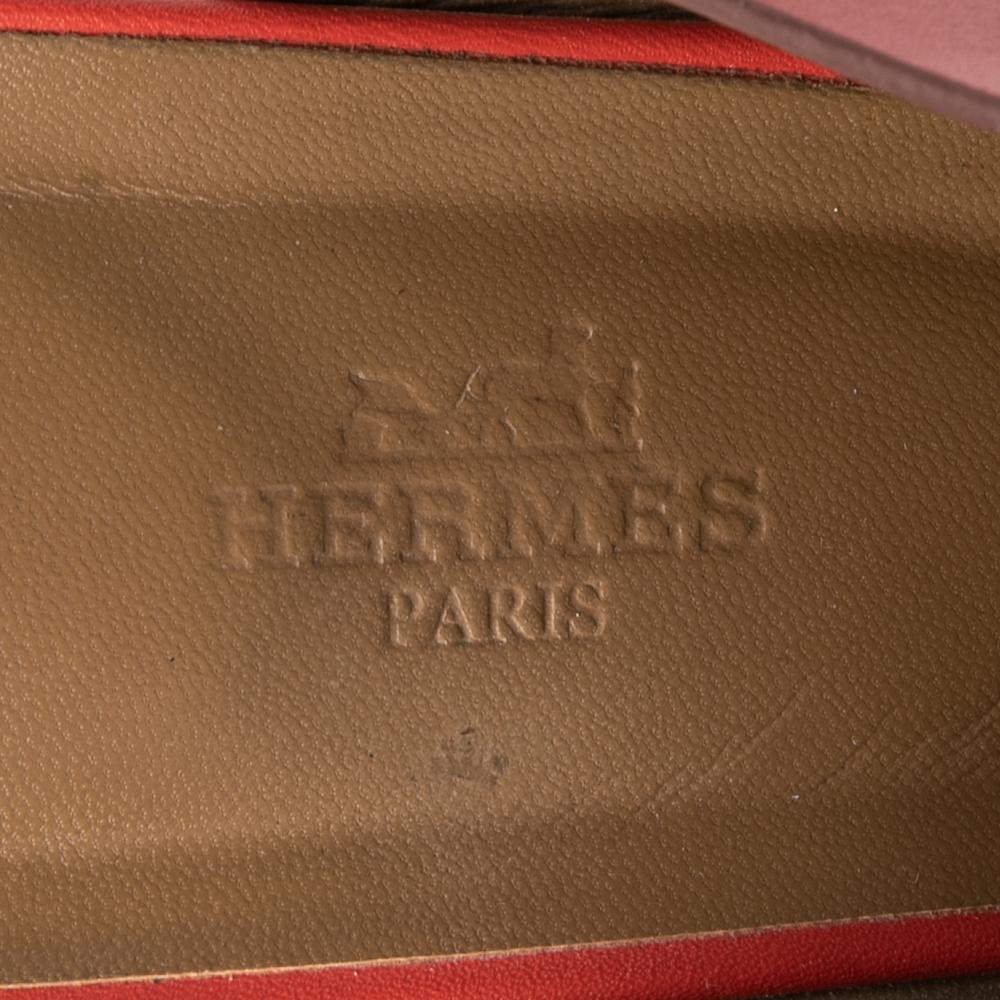 Hermes Red Leather Ostia Slide Sandals Size 40 In Good Condition In Dubai, Al Qouz 2