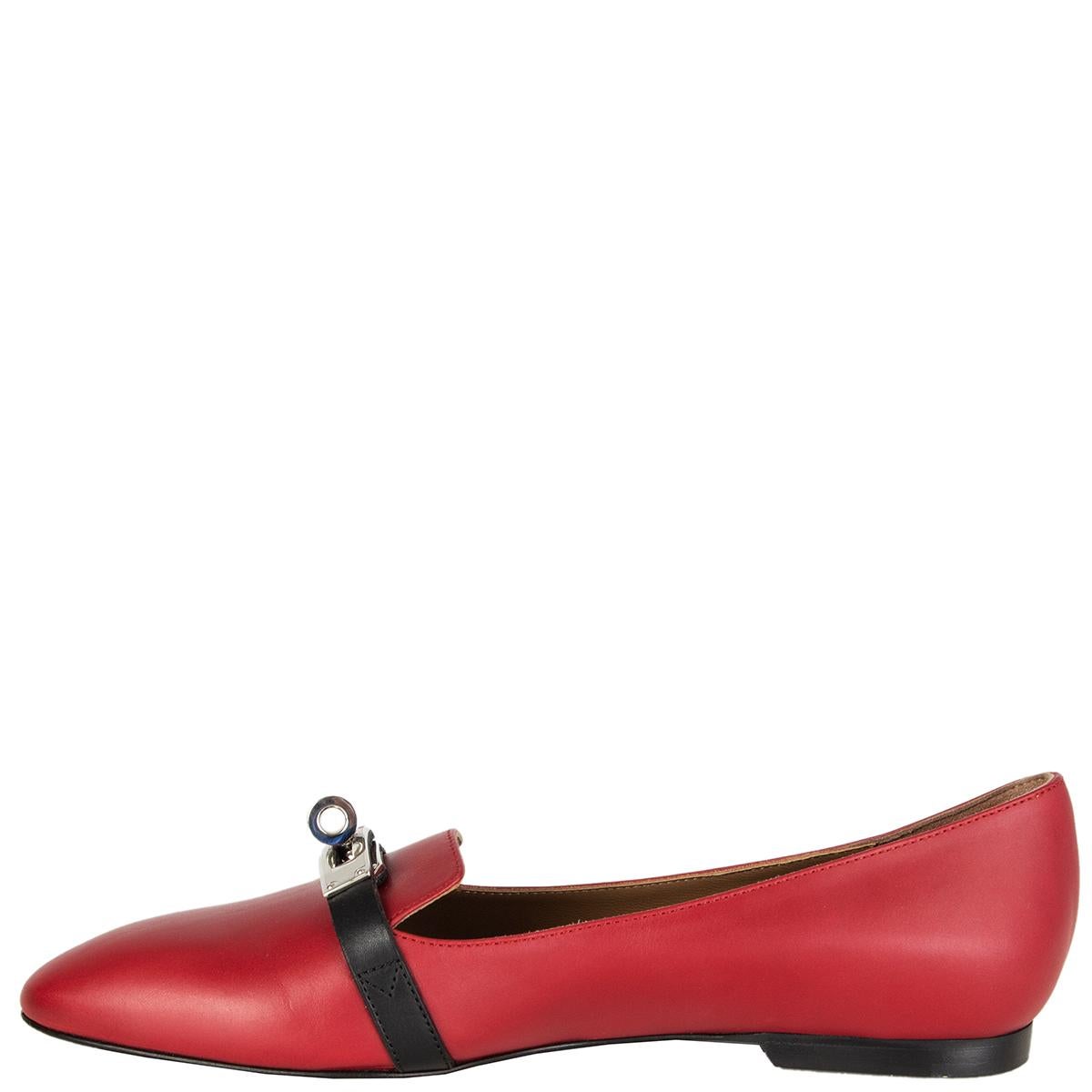 Brown HERMES red leather PEGASE Ballet Flats Shoes 36 For Sale