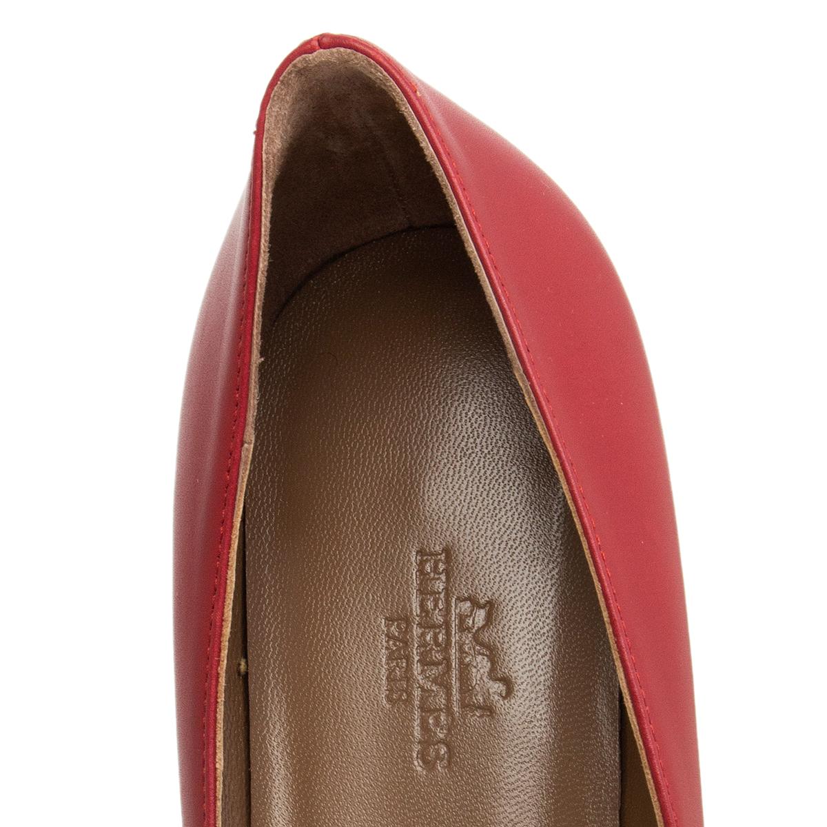 HERMES red leather PEGASE Ballet Flats Shoes 36 For Sale 1
