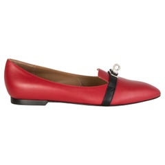 HERMES red leather PEGASE Ballet Flats Shoes 36