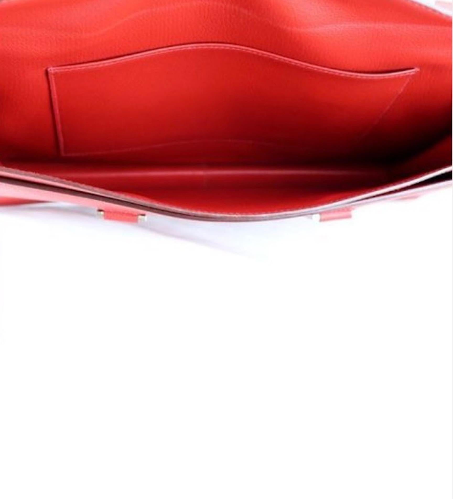 Hermes Red Leather Silver Top Handle Satchel Men's Women's Briefcase Bag In Excellent Condition For Sale In Chicago, IL