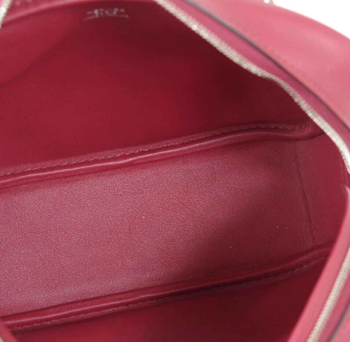 Hermes Red Leather Small Silver Evening Top Handle Satchel Bag 1