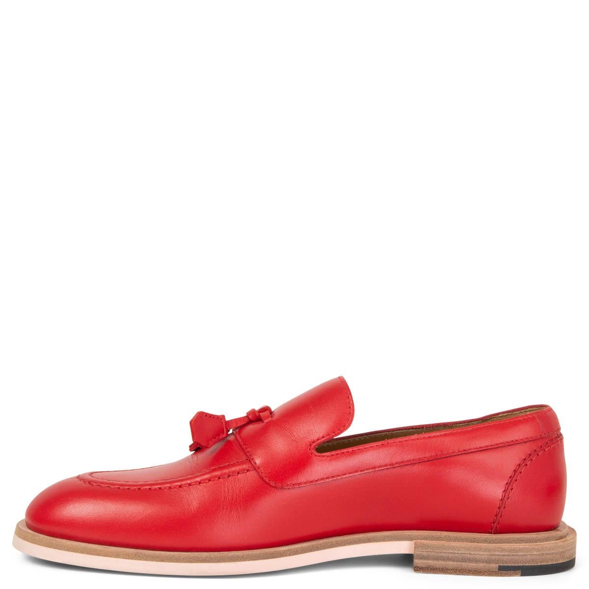 Rouge Chaussures plates TASSEL HERMÈS en cuir rouge 36 en vente