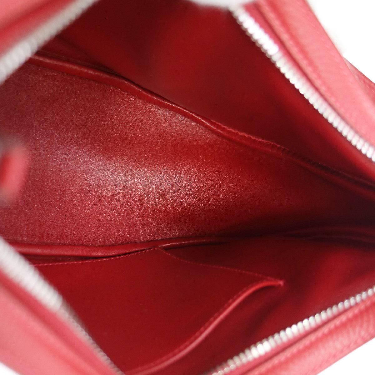 Hermes Red Leather Triple Strap Top Handle Evening Satchel Shoulder Bag 2