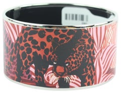 Hermès Red Leopard Extra Wide Enamel Bangle 44hz1009 Bracelet