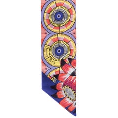 HERMES red & lilac silk THE SAVABA DANCE TWILLY Scarf