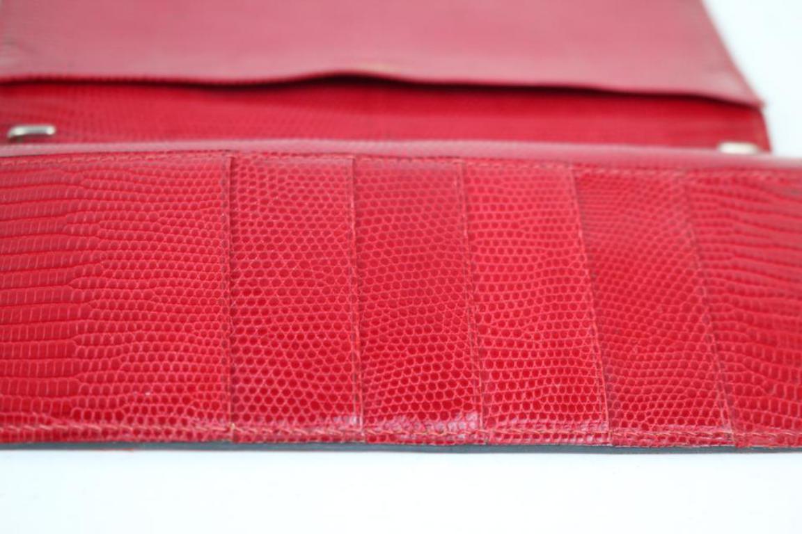 Hermès Red Lizard Fleming Long Agenda 221071 Wallet For Sale 1
