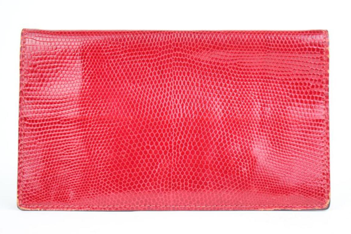 Hermès Red Lizard Fleming Long Agenda 221071 Wallet For Sale 2