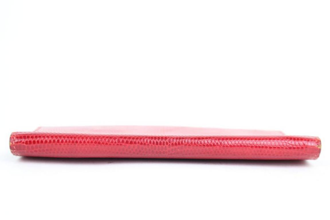 Hermès Red Lizard Fleming Long Agenda 221071 Wallet For Sale 3