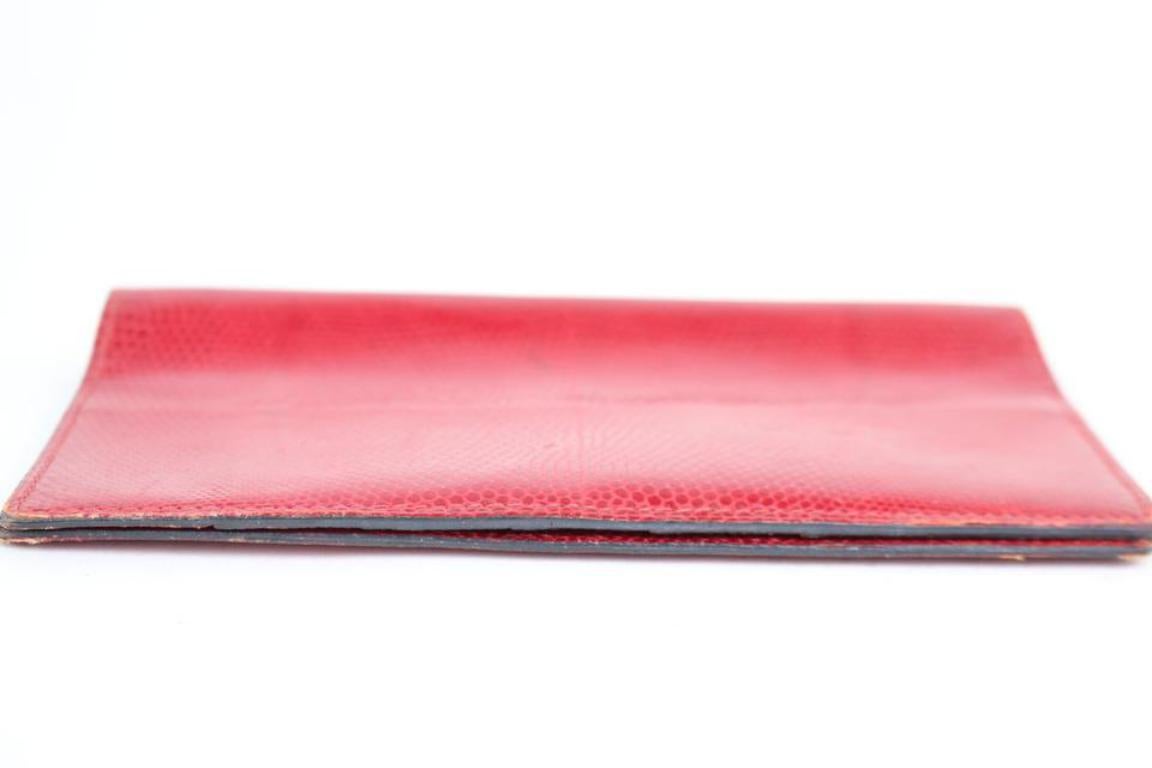Hermès Red Lizard Fleming Long Agenda 221071 Wallet For Sale 4