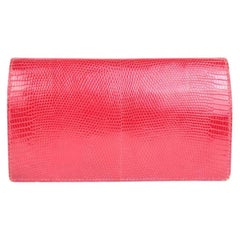 Hermès Red Lizard Fleming Long Agenda 221071 Wallet