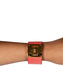 Hermès Red Lizard Leather Kelly Dog Bracelet