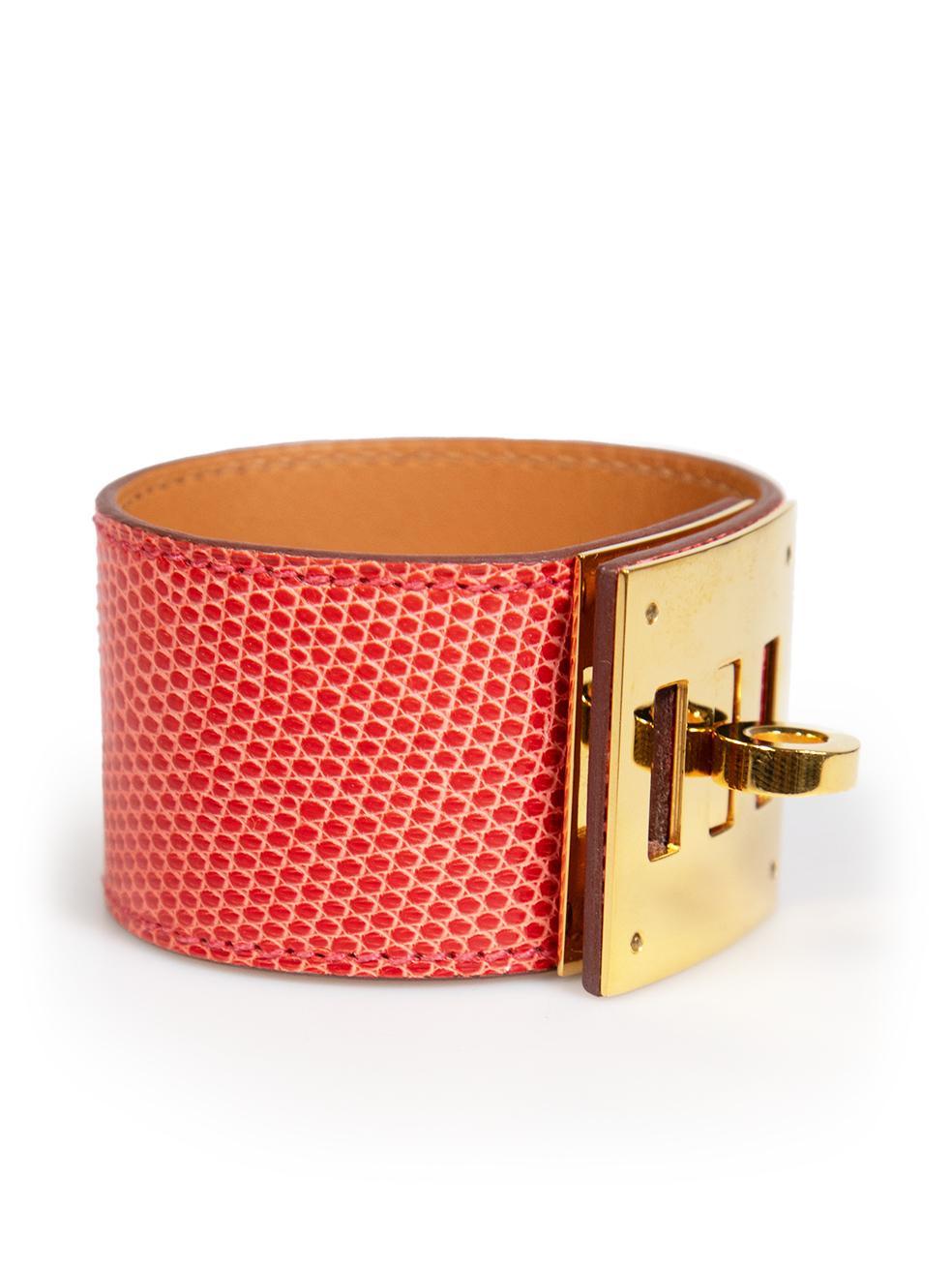 Hermès Red Lizard Leather Kelly Dog Bracelet In Good Condition In London, GB