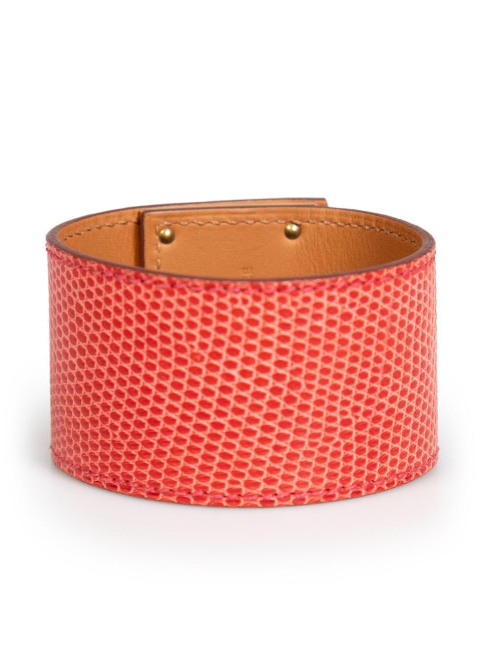 Women's Hermès Red Lizard Leather Kelly Dog Bracelet