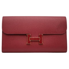 Hermès Rote lange Constance Geldbörse