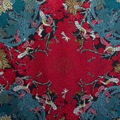 HERMES red MAITRES DE LA FORET 140 Scarf silk Rouge Bordeaux Vert