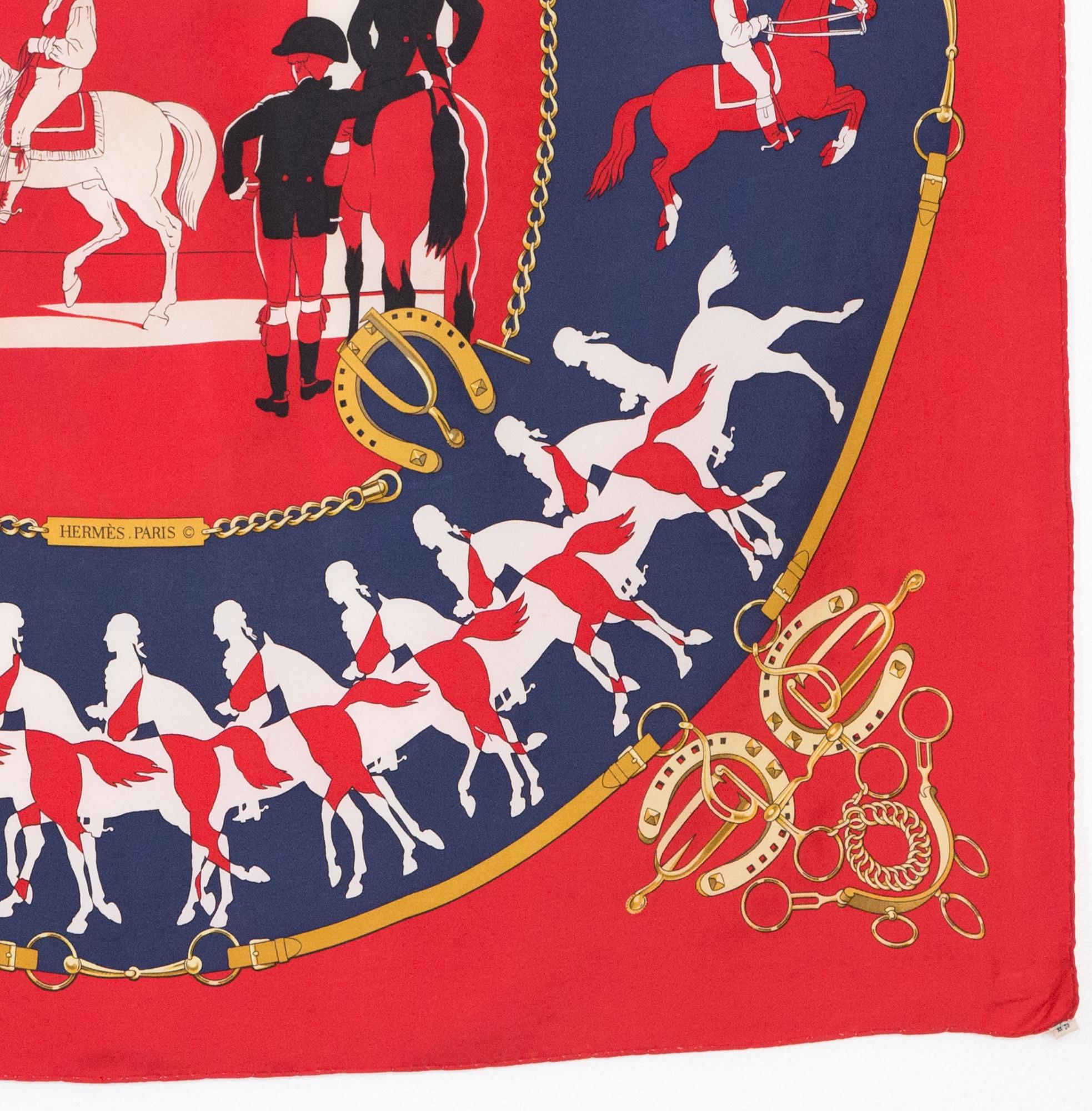 Women's or Men's Hermes Red Manege by Philippe Ledoux Silk Scarf