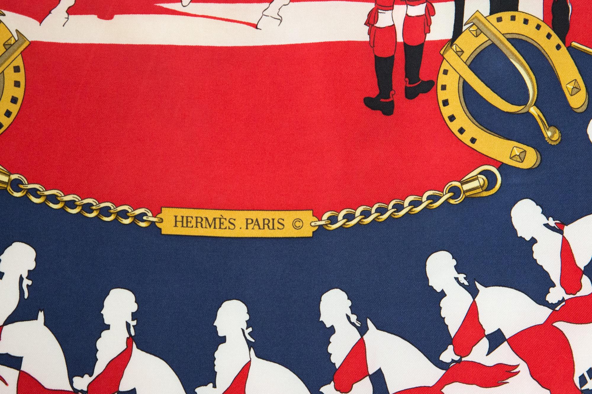Hermes Red Manege by Philippe Ledoux Silk Scarf 1