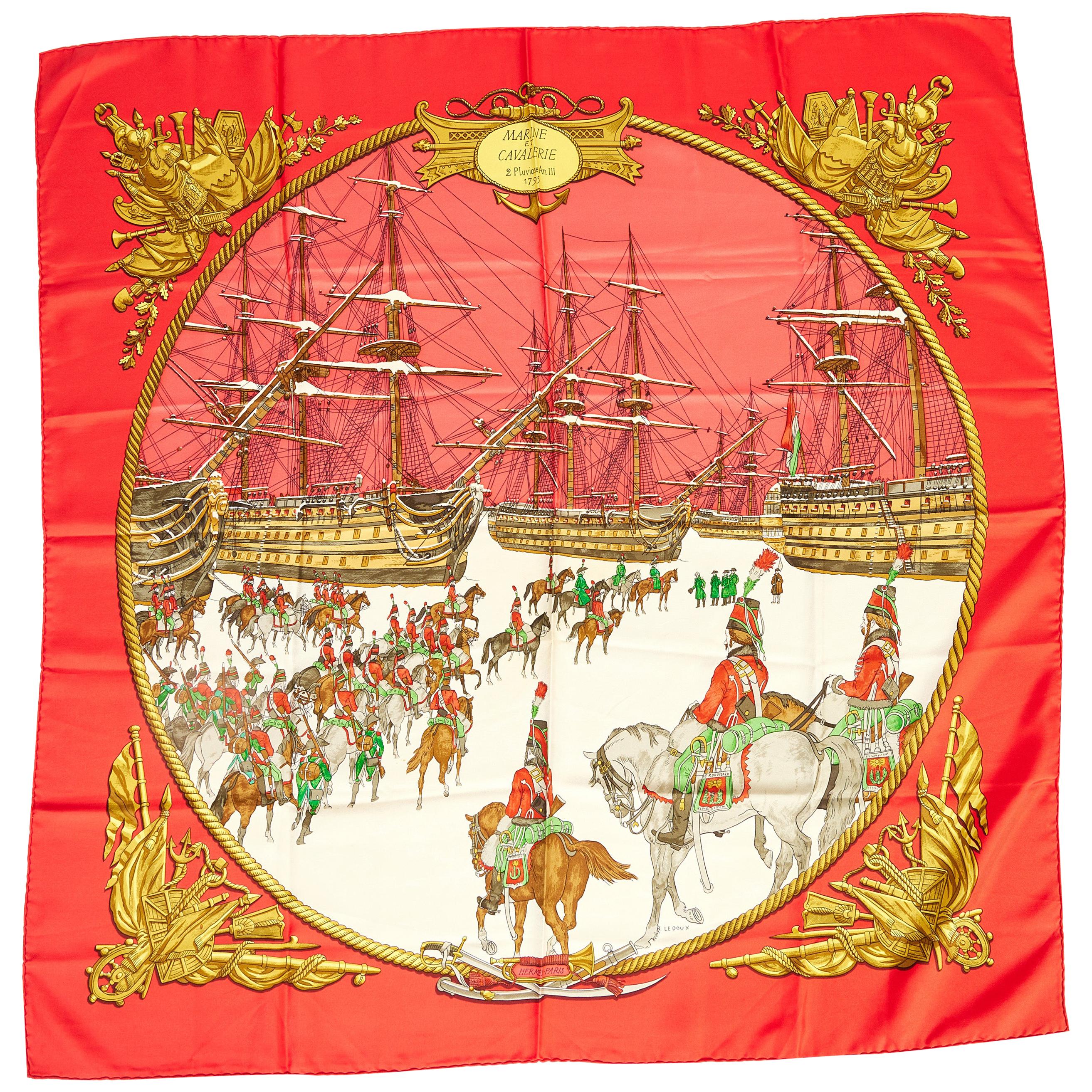 Hermès Roter Marine et Cavalerie-Schal