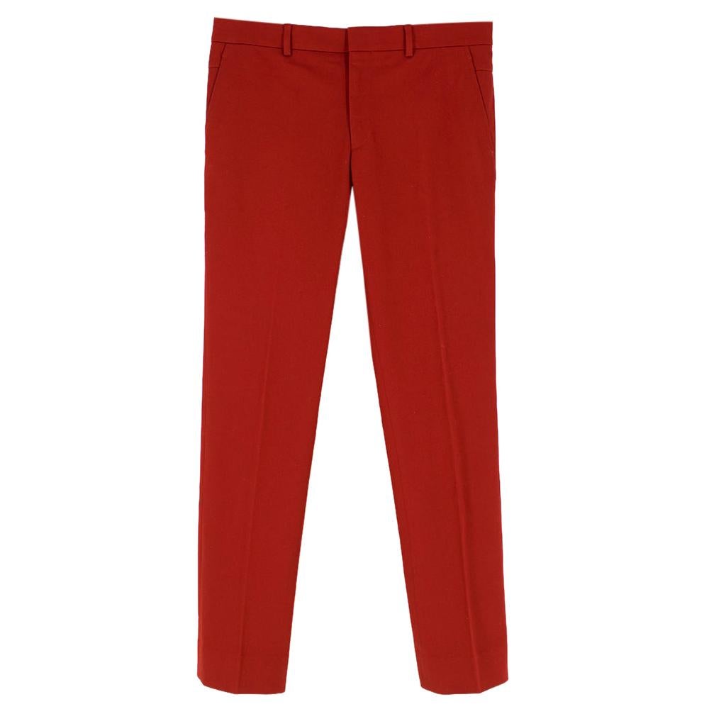 Hermes Red Men's Tailored Trousers - Size FR 44 36" Waist For Sale