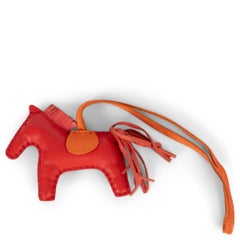 HERMES rouge Milo cuir RODEO PM Sac Charm Indien Jaipur Feu
